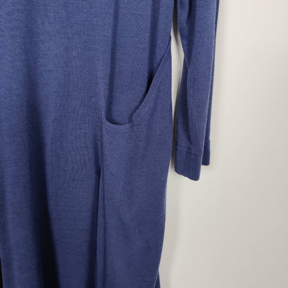 Veritas Women's Dress Size 14 Blue Wool Blend Maxi Crew Neck Lagenlook Modest - Picture 3 of 9